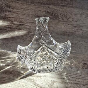 Brilliant Cut Crystal Basket Candy Dish Bowl 5x3.5"  Vintage Centerpiece
